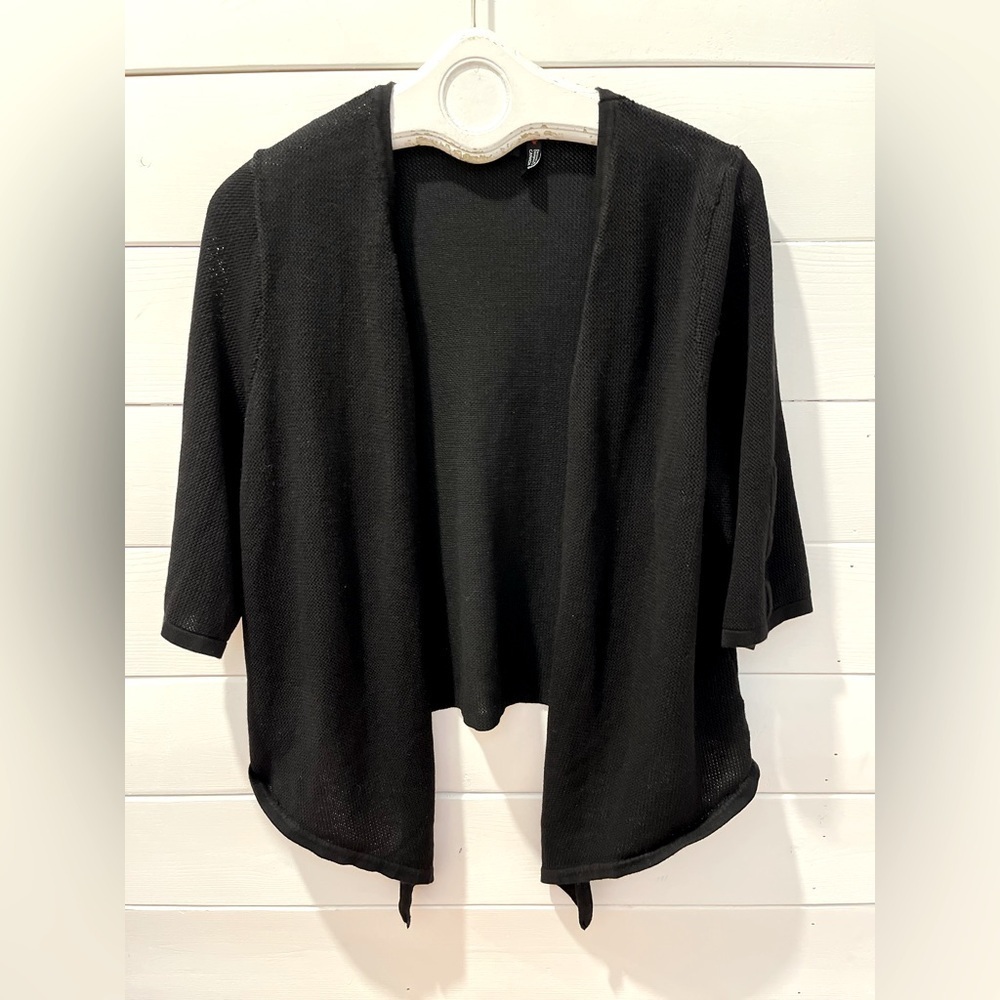 CLAIRE FRANCE – Cardigan noir léger à manches 3/4 – Taille 1X - Picture 3 of 9
